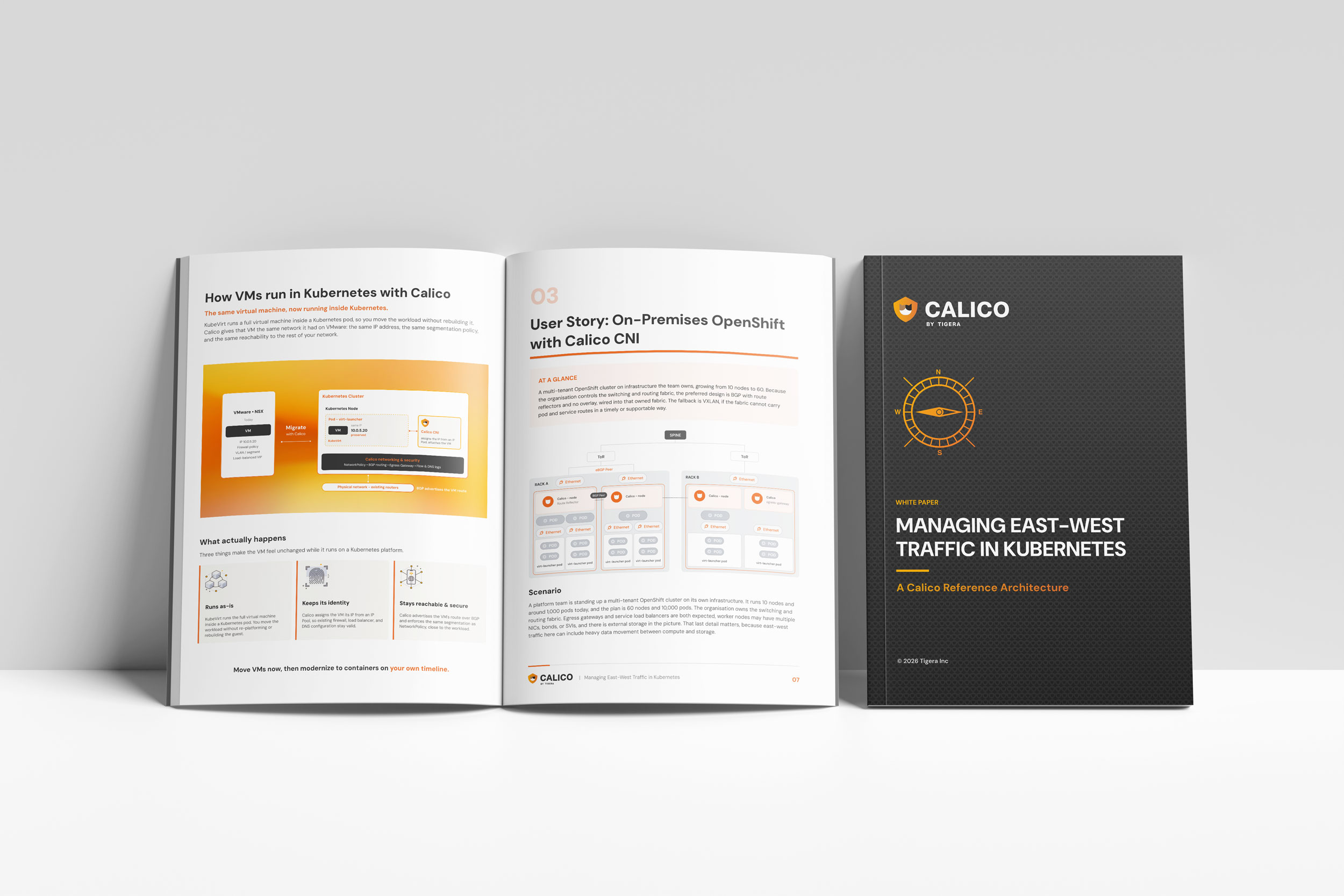 Calico white paper — cover and interior spread