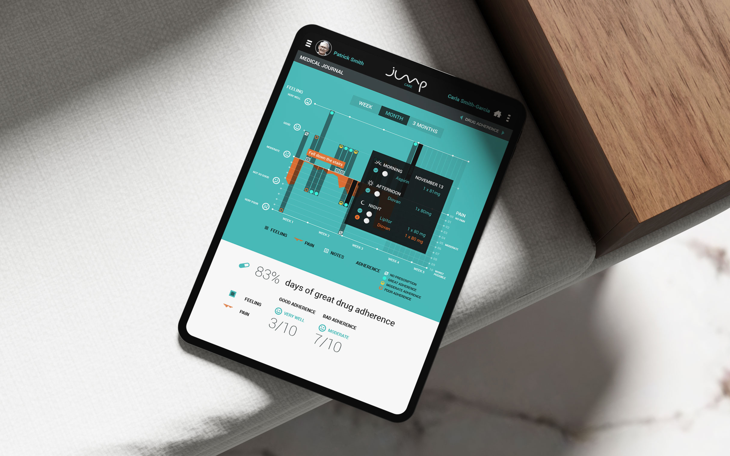 Jump Care — medical journal and drug adherence screen