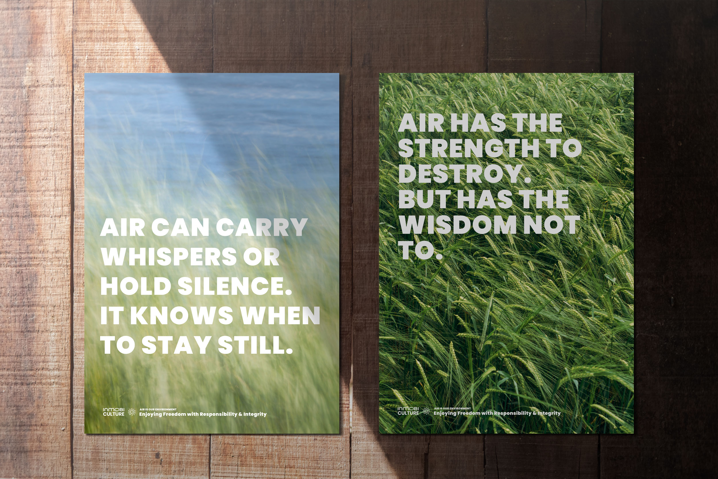 Air posters on a wooden wall — Air is our Environment